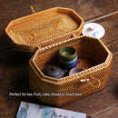 GobekUsa Handwoven Rattan Storage Box Tea Food Container Organizer