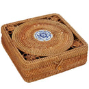 GobekUsa Handwoven Rattan Storage Box with Lid Chinese Knot Ornament for Kitchen Organization