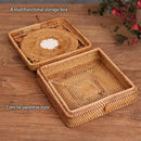 GobekUsa Handwoven Rattan Storage Box with Lid Chinese Knot Ornament for Kitchen Organization