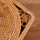 GobekUsa Handwoven Rattan Storage Box with Lid Chinese Knot Ornament for Kitchen Organization