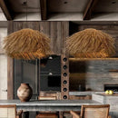 Handwoven Wicker Pendant Light in Natural Straw Shade