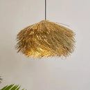 Handwoven Wicker Pendant Light in Natural Straw Shade