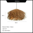 Handwoven Wicker Pendant Light in Natural Straw Shade