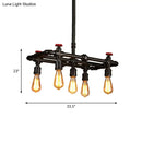 GobekUsa Black Finish Hanging Ceiling Light: Rectangle Frame, 4/5-Light Antiqued Island Lamp for Dining Table
