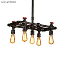 GobekUsa Black Finish Hanging Ceiling Light: Rectangle Frame, 4/5-Light Antiqued Island Lamp for Dining Table