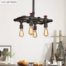 GobekUsa Black Finish Hanging Ceiling Light: Rectangle Frame, 4/5-Light Antiqued Island Lamp for Dining Table