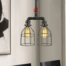 GobekUsa Hanging Rustic Wire Guard Pendant Light - 2/3 Lights, Wrought Iron, Aged Silver/Black