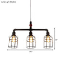 GobekUsa Hanging Rustic Wire Guard Pendant Light - 2/3 Lights, Wrought Iron, Aged Silver/Black