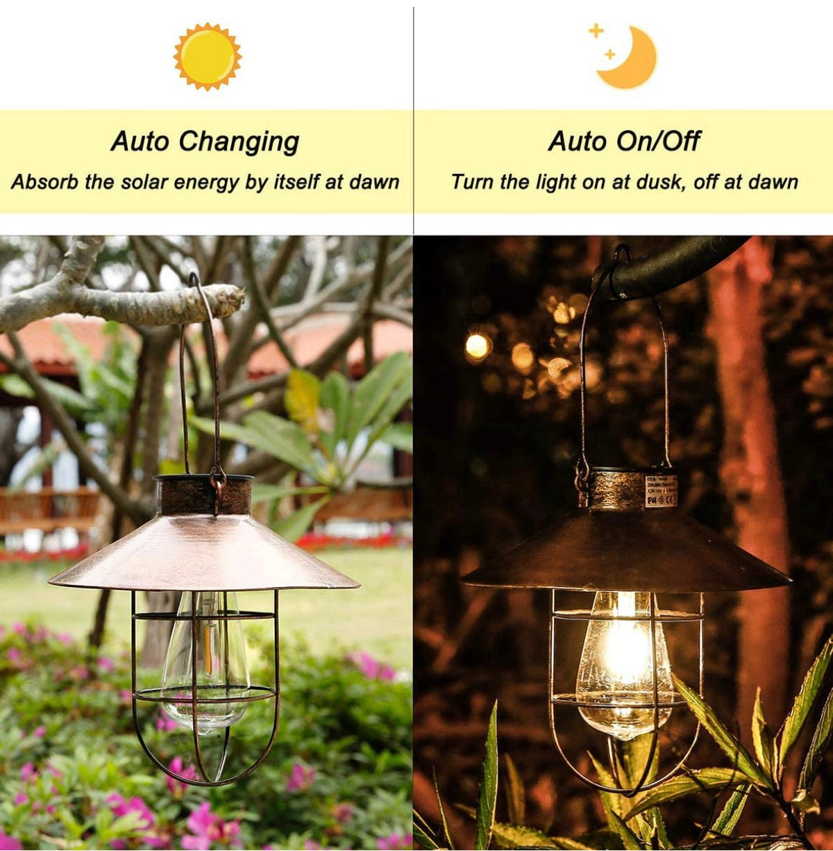 Hanging Solar Lantern with Shepherd Hook 31 Inch, photo 10 of 16
