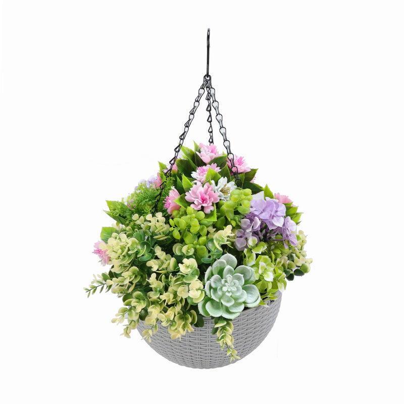 Succulent Artificial Hanging Basket 14in – UV Resistant