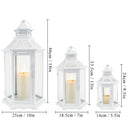 Set of 3 18''&13"&10"High White Hexagonal Decorative Hanging Lantern