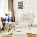 Hammock Chair with Thick Cushion & Macrame Holds up to 330 LBS-Beige by LJGDeals