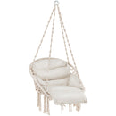 Hammock Chair with Thick Cushion & Macrame Holds up to 330 LBS-Beige by LJGDeals