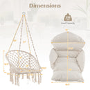 Hammock Chair with Thick Cushion & Macrame Holds up to 330 LBS-Beige by LJGDeals