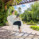 Hammock Chair with Thick Cushion & Macrame Holds up to 330 LBS-Beige by LJGDeals