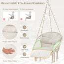 Hammock Chair with Thick Cushion & Macrame Holds up to 330 LBS-Beige by LJGDeals
