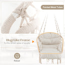 Hammock Chair with Thick Cushion & Macrame Holds up to 330 LBS-Beige by LJGDeals