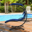 Hanging Curved Steel Swing Chaise Lounger with Removable Canopy by LJGDeals