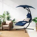 Hanging Curved Steel Swing Chaise Lounger with Removable Canopy by LJGDeals