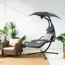 Hanging Curved Steel Swing Chaise Lounger with Removable Canopy by LJGDeals