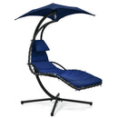 Hanging Curved Steel Swing Chaise Lounger with Removable Canopy by LJGDeals