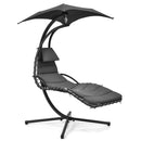 Hanging Curved Steel Swing Chaise Lounger with Removable Canopy by LJGDeals