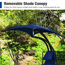 Hanging Curved Steel Swing Chaise Lounger with Removable Canopy by LJGDeals