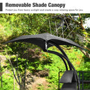Hanging Curved Steel Swing Chaise Lounger with Removable Canopy by LJGDeals