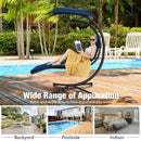Hanging Curved Steel Swing Chaise Lounger with Removable Canopy by LJGDeals