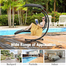 Hanging Curved Steel Swing Chaise Lounger with Removable Canopy by LJGDeals