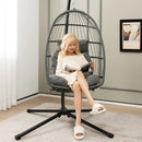 Hanging Egg Chair with Head Pillow and Large Seat Cushion-Gray by LJGDeals