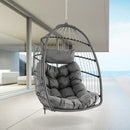 Hanging Egg Chair with Head Pillow and Large Seat Cushion-Gray