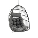 Hanging Egg Chair with Head Pillow and Large Seat Cushion-Gray by LJGDeals