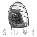 Hanging Egg Chair with Head Pillow and Large Seat Cushion-Gray by LJGDeals