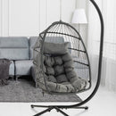 Hanging Egg Chair with Head Pillow and Large Seat Cushion-Gray by LJGDeals
