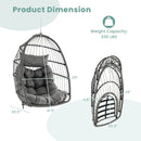 Hanging Egg Chair with Head Pillow and Large Seat Cushion-Gray by LJGDeals
