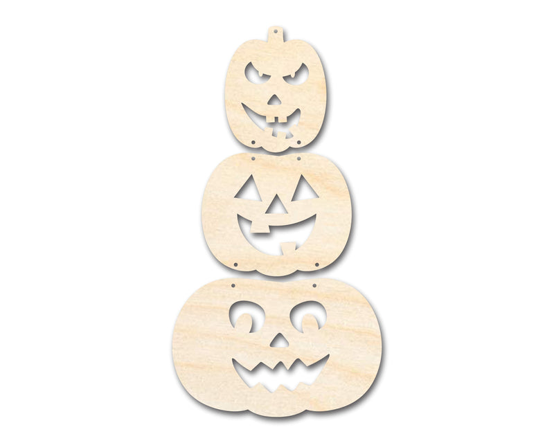 Unfinished Wood Hanging Stacked Pumpkins Door Sign | 3 Piece | DIY Craft Cutout | up to 46" DIY