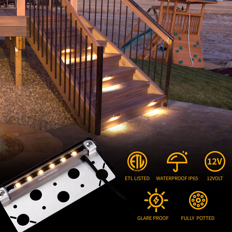 Gardenreet LED Hardscape Light,Cast Aluminum Housing,Integrated 1.5W 2700/3000K LED Light Source,LED Step Light,3/7/13 Inches Long,Low Voltage 12V AC/DC (2702)