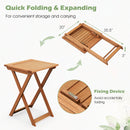 20 Inch Hardwood Patio Folding Table with Slatted Tabletop by DirectDeals