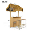 Alora 3-Piece Hawaiian Bar-Height Patio Set With Grass Canopy And Stools (SAK63047) by SAKSBY WHOLESALE