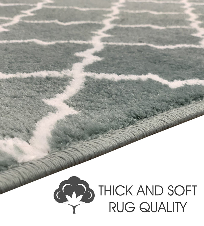 Sussex Home, Landing Rug, Slip Resistant Indoor Carpets Includes Adhesive Tape 2' x 3'-Trellisville Collection | Teal&White