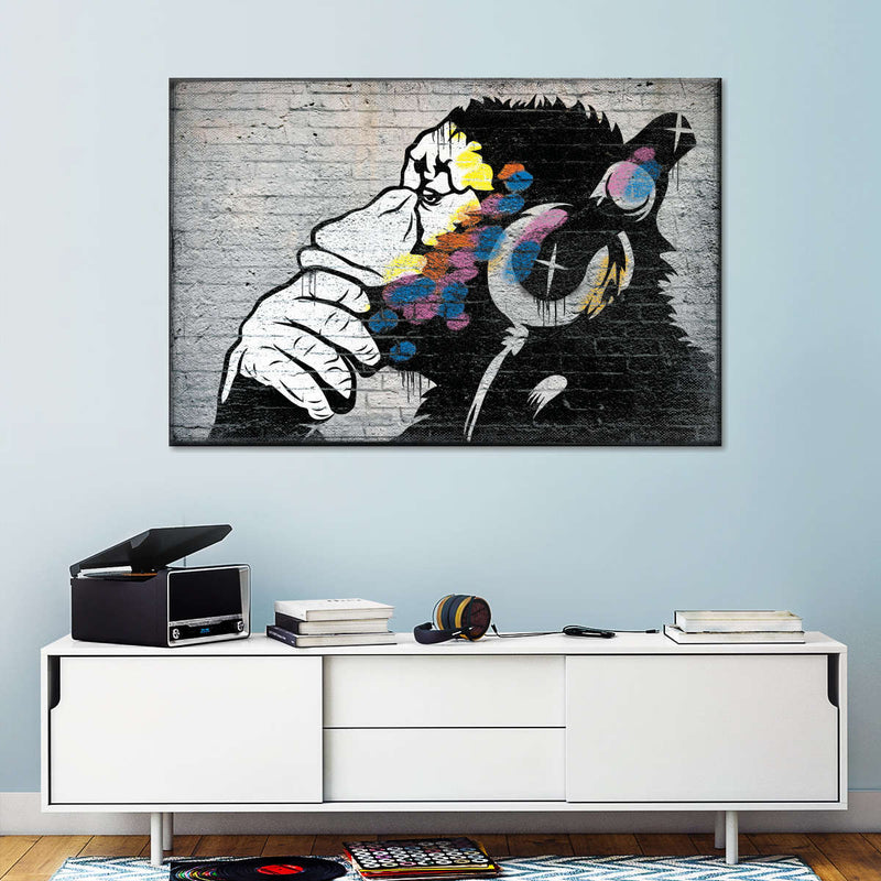 Monkey Wearing Headphones Wall Art