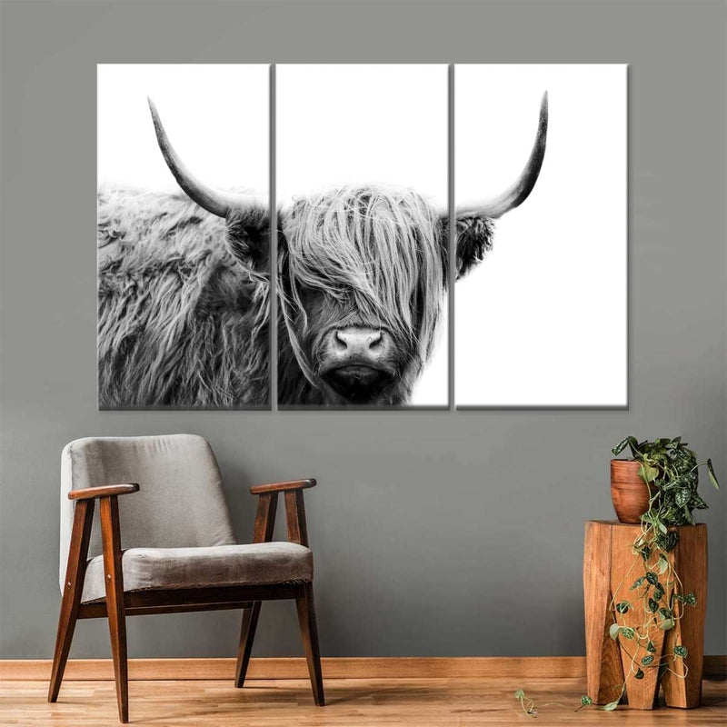 BW Highland Cow Wall Art