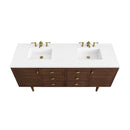 James Martin Amberly 72" Dual Mount Double Bathroom Vanity, Mid-Century Walnut