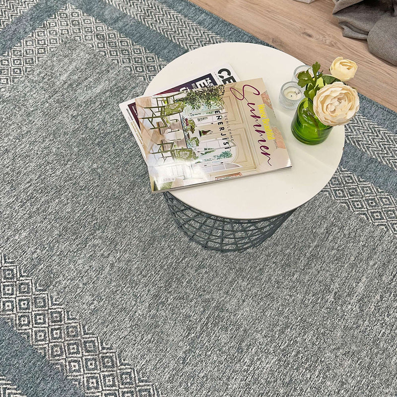 Alfa Rich Light Blue Area Rugs for Living Room Bedroom Decor Cotton Washable Pet Friendly