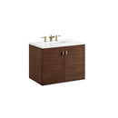 James Martin Amberly 30" Dual Mount Single Bathroom Vanity, Mid-Century Walnut