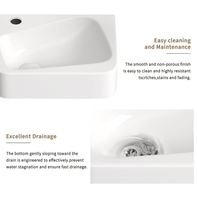 Wall Mounted Rectangle Vessel Sink With Faucet & Drain - Milk White, photo 3 of 4