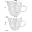 Heart glass mug set – kitchen double wall clear drinkware by Decorbites