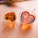 Heart love double walled glass coffee mug set kitchen drinkware by Decorbites