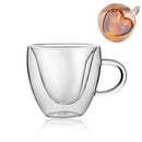 Heart shaped double wall glass mug set kitchen drinkware by Decorbites